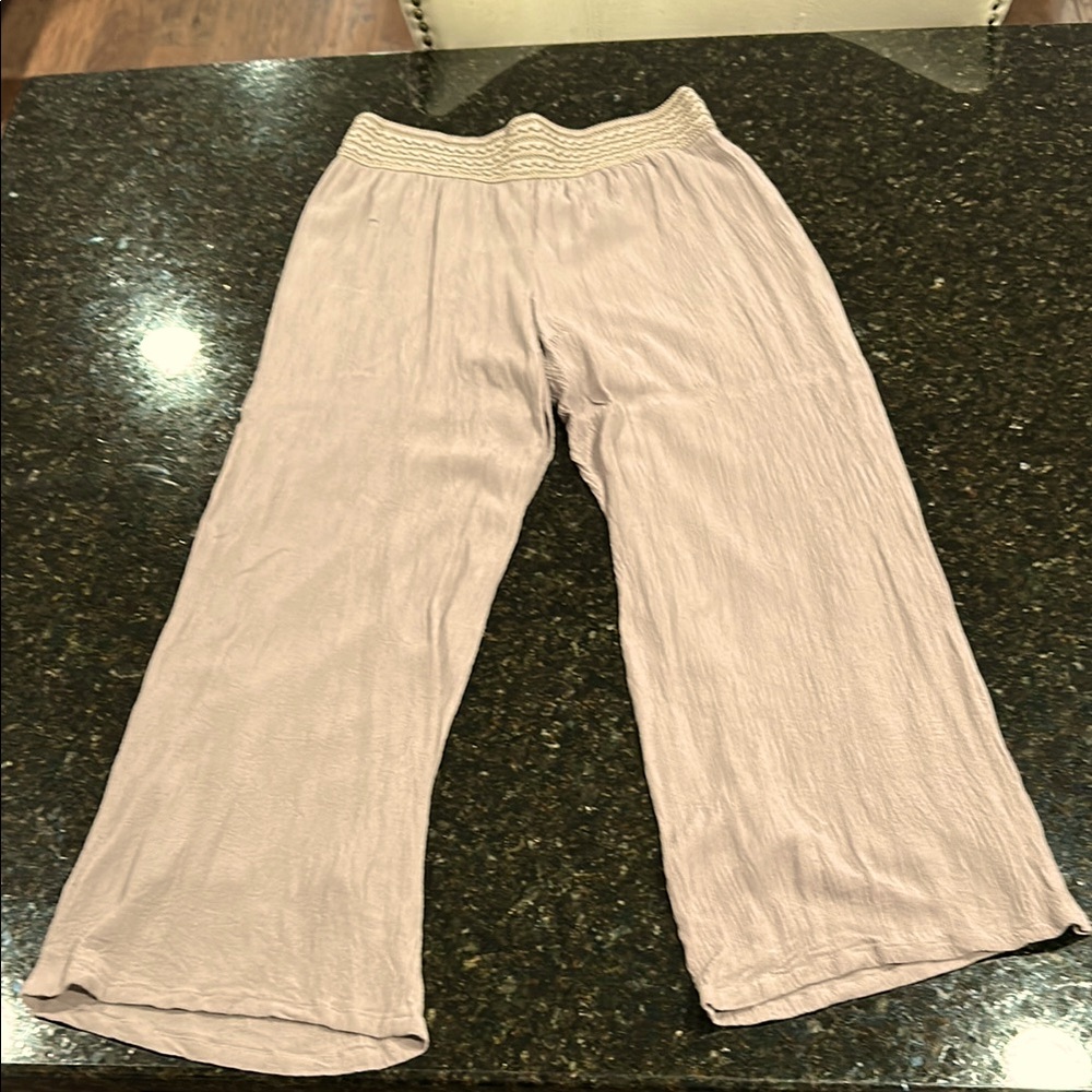 I.N. Studio Cream Casual Lined Wide-Leg Pants